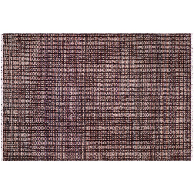 Black Rustic Black/Rust High Low Wool Rug - 5'0'' X 6'6'' For Sale - Image 8 of 9