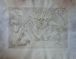 Salvador Dali, Le clown, Etching