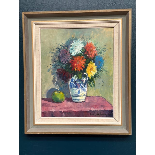 Eric Lundgren, Asters in Ceramic Vase, 1950s, Oil on Canvas, Framed For Sale - Image 13 of 18