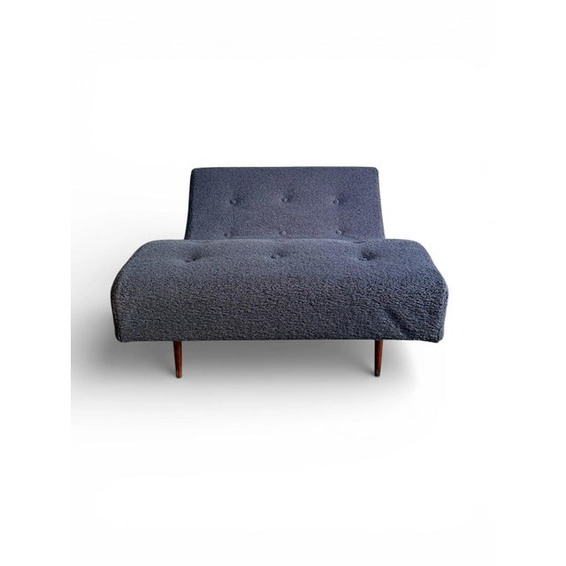 Attributed to Adrian Pearsall Wave Chaise Lounge Chair – Mid Century Modern Blue Bouclé For Sale - Image 9 of 16