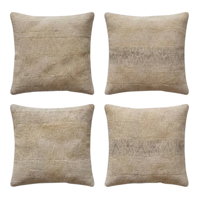 Turkish Wool Kilim Pillow Cover 24'' X 24'' - Set of Four For Sale