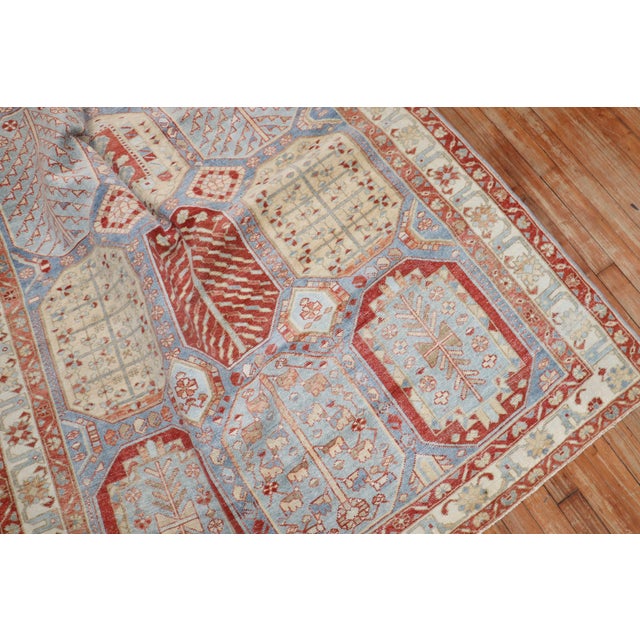 Textile Early 20th Century Sky Blue Persian Bakhtiari Rug - 4'11" x 6'8" For Sale - Image 7 of 11