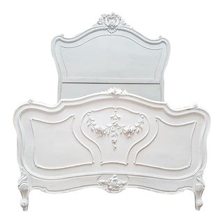 Painted French Walnut Louis XV Style Bed Frame C.1850 For Sale