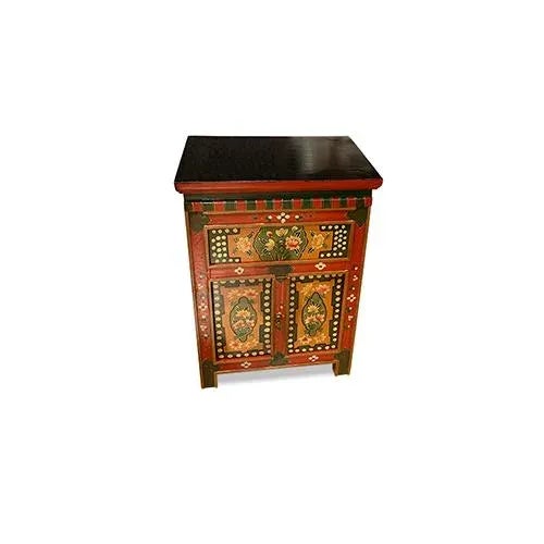 Asian Tibetan Hand Painted Motif Side Table is made out of elm wood. It has 1 drawer, 2 doors. It is very nice piece to...