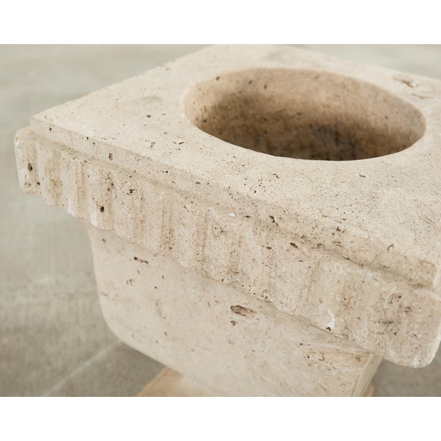 Set of Three Neoclassical Style Carved Stone Urn Planters For Sale - Image 15 of 18