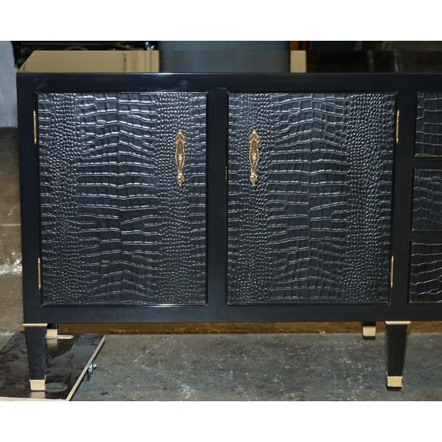 Ex-display rrp £27,895 ralph lauren brook street alligator / crocodile patina leather sideboard with drawers please note...