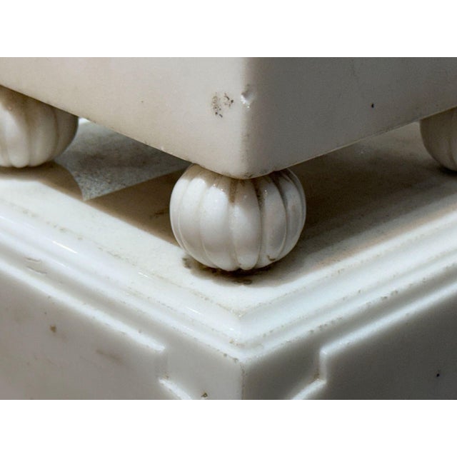 Stone Neoclassical, White Marble, Obelisks on Pedestals, France, 1920s For Sale - Image 7 of 8