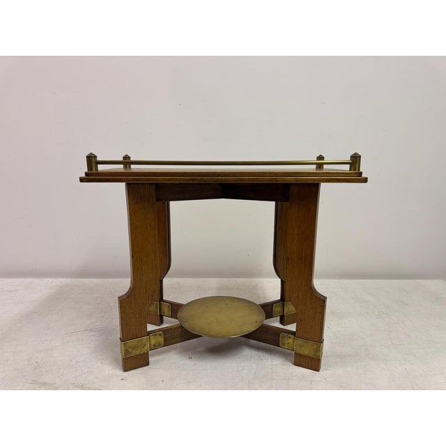 Art Deco Oak and Brass Side or Console Table, 1930s For Sale - Image 6 of 15