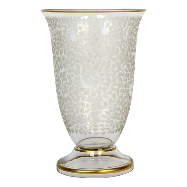 Art Deco Engraved Glass Vase For Sale