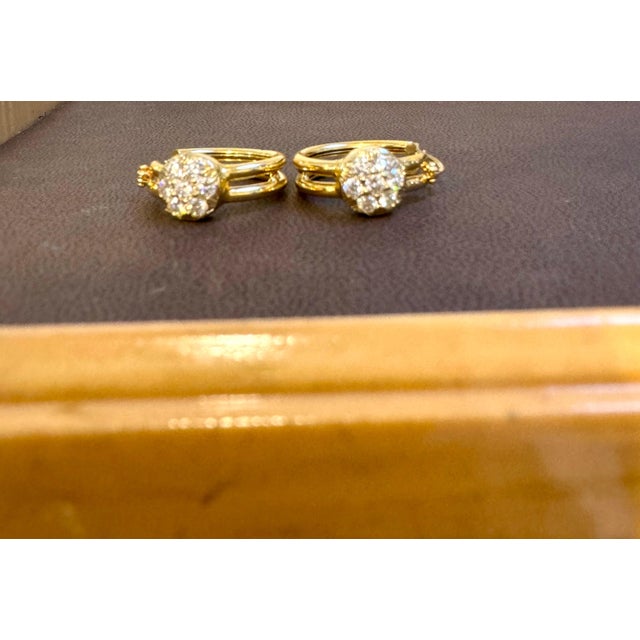 Transparent 1.6 Carat Diamond VS Quality Hoop Earrings Women , 18 Karat Yellow Gold 8.8 Gm For Sale - Image 8 of 18