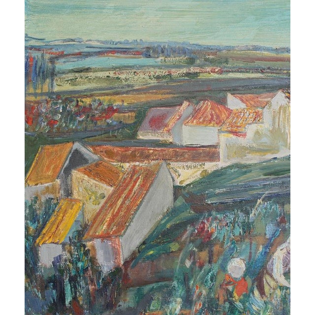 Blue Paul Braig, Le Petit Village, 1950s, Oil on Canvas For Sale - Image 8 of 18