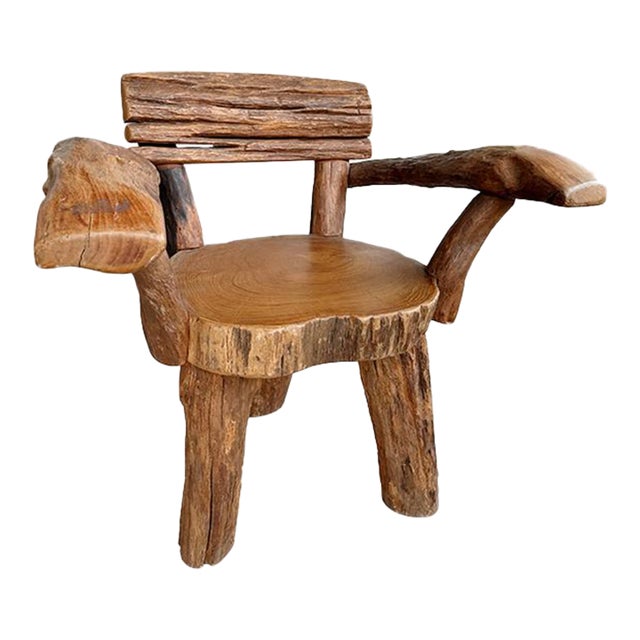 Early 20th Century Raw Wood Live Edge Chair For Sale