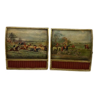Mid 20th Century Borghese Equestrian English Hunt Scene Bookends - a Pair For Sale