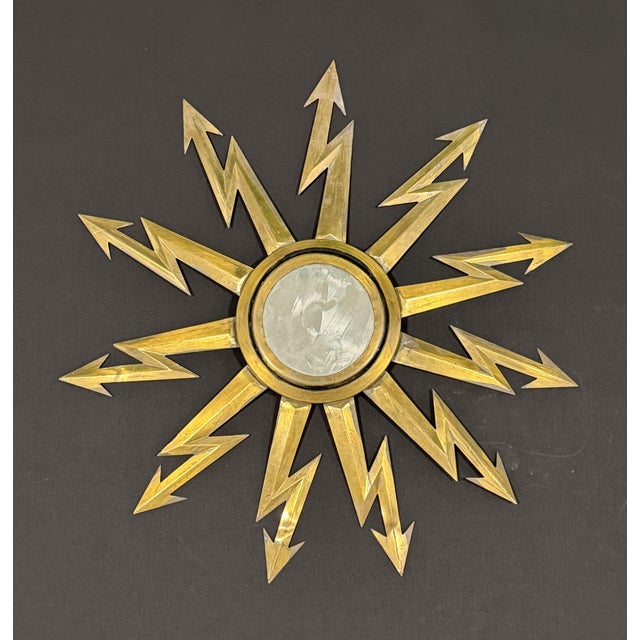Gold Vintage Hollywood Regency Sunburst Mirror, 1980 For Sale - Image 8 of 8