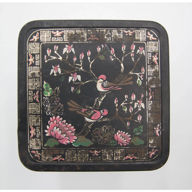 Metal Antique French Hand Painted Tole Tea Canisters - a Pair For Sale - Image 7 of 10