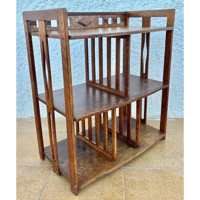 Wood 20th Century Arts & Crafts Oak Wall Shelf For Sale - Image 7 of 10