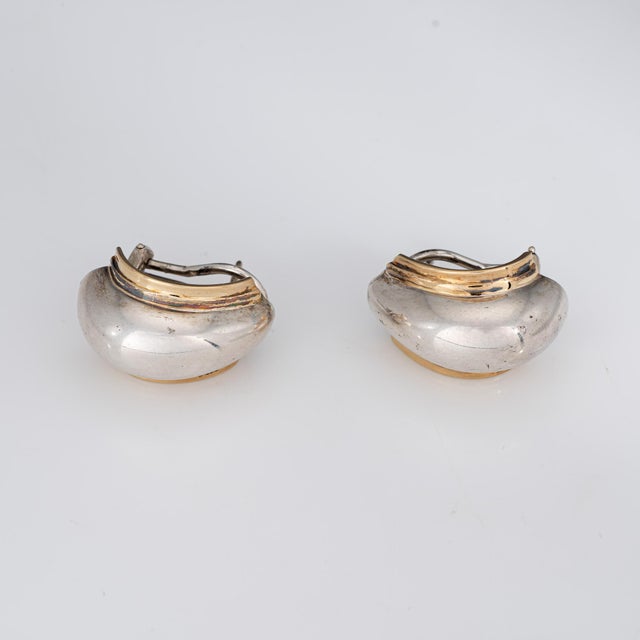 1990s Tiffany & Co Vendome Earrings Picasso Sterling Silver 18k Gold Dome Jewelry, A Pair For Sale In Los Angeles - Image 6 of 6
