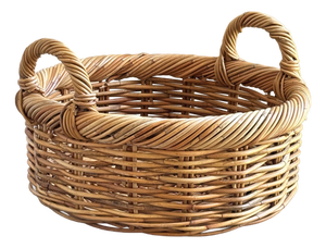 Vintage French-Style Basket W/ Twisted Rim and Double Handles