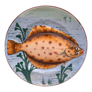 19th Century Majolica Porcelain Flounder Fish Wall Platter