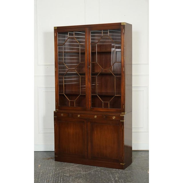 Vintage Bevan Funnell Military Campaign Astral Glazed Library Display Cabinet For Sale - Image 3 of 18