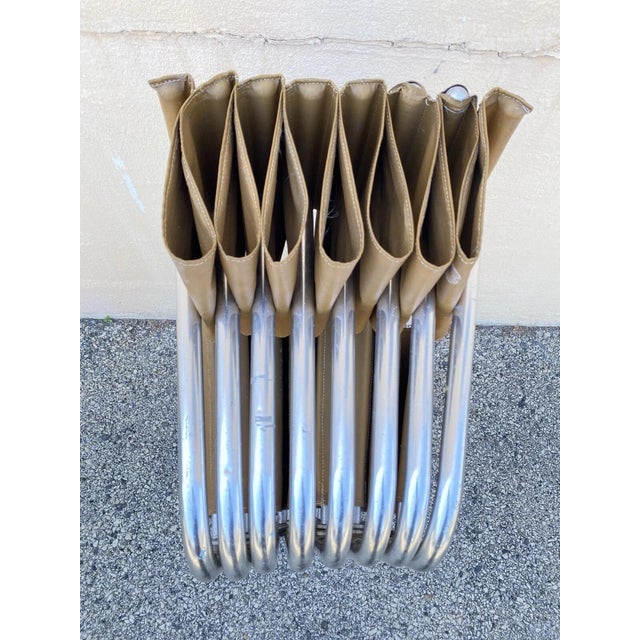 Silver Vintage Crown MFG 7 Seat Aluminum Canvas Folding Chair Camping Sports Team Bench For Sale - Image 8 of 12