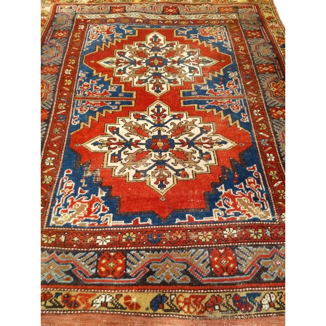 19th Century Handwoven Anatolian Village Rug, Caucasian Design Wool, 4' x 5' For Sale - Image 12 of 18