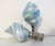 2020s Fiji Shell Lamp Finials, Pearl Finish Blue and Silver Leaf Swirls, Coastal Decor, Pair For Sale - Image 5 of 5