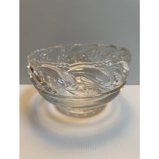 Tiffany & Co. Mid Century Modern Clear Art Glass Crystal Bowl With Dolphins 8"x 5" For Sale - Image 9 of 15
