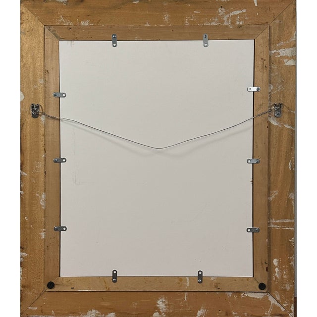 Gold Vintage Modernist Portrait of Man in Carved Gilt Frame, Signed (1947, Oil on Canvas) For Sale - Image 8 of 8