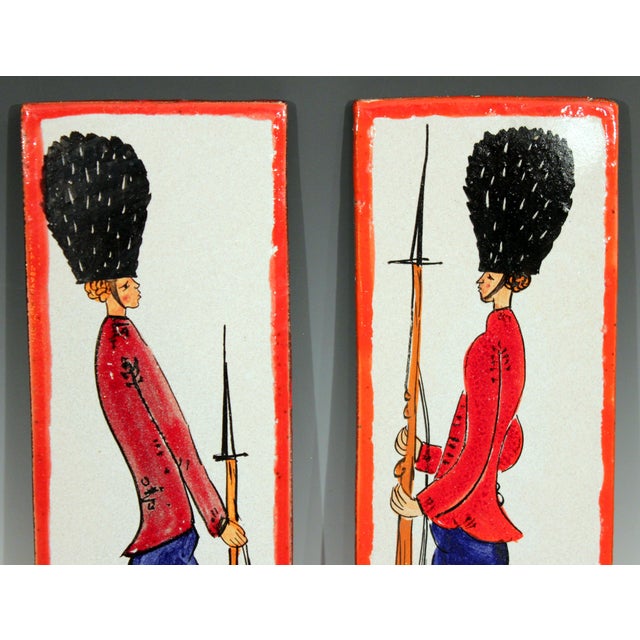 Italian 1960s Pottery Italian Petucco Tiles Beefeater Raymor Hanging Plaques Ceramic - a Pair For Sale - Image 3 of 11