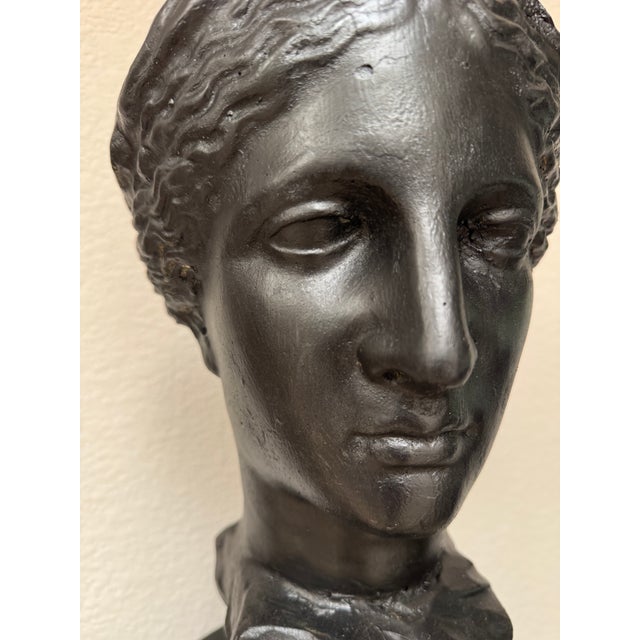 Mid 20th Century Neoclassical Female Bust Garden Sculpture in Cast Concrete For Sale - Image 5 of 9