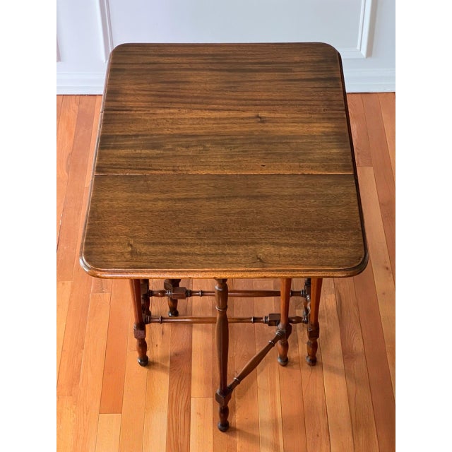 Antique English Walnut Drop-Leaf Occasional Table, Rectangular, 1920s For Sale In Philadelphia - Image 6 of 16