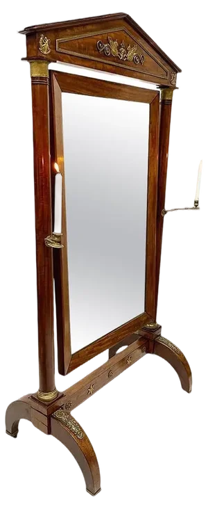19th Century French Mahogany and Ormalu Empire Cheval Mirror