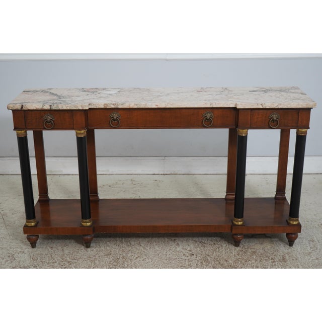 Age: Approx: 60 Years Old Details: Gorgeous Marble Top High Quality Construction French Empire Style Solid Brass Hardware...