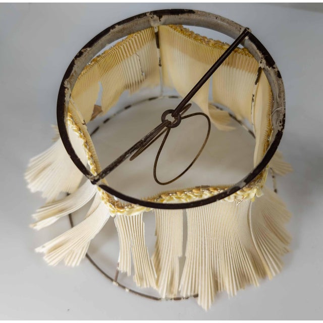 Early 20th Century 20th Century Italian Floral Tole Ware Style Metal Boudoir Table Lamp With Distressed Shade For Sale - Image 5 of 12