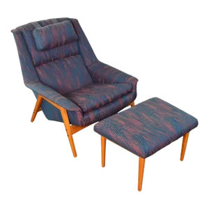 1960s "Profil" Lounge Chair + Ottoman by Folke Ohlsson - Set of 2