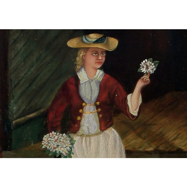 Late 19th Century "The Flower Seller" Figurative Oil Painting For Sale - Image 4 of 4