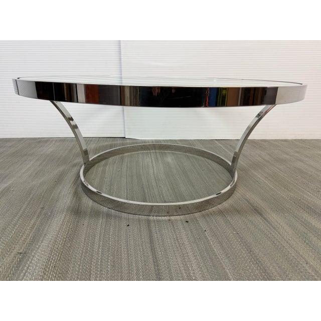Chrome + Glass Coffee Table, 37 Inches For Sale - Image 9 of 12