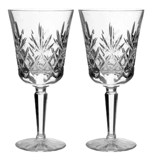 1980s Lenox Crystal Water Goblets Charleston Pattern - a Pair