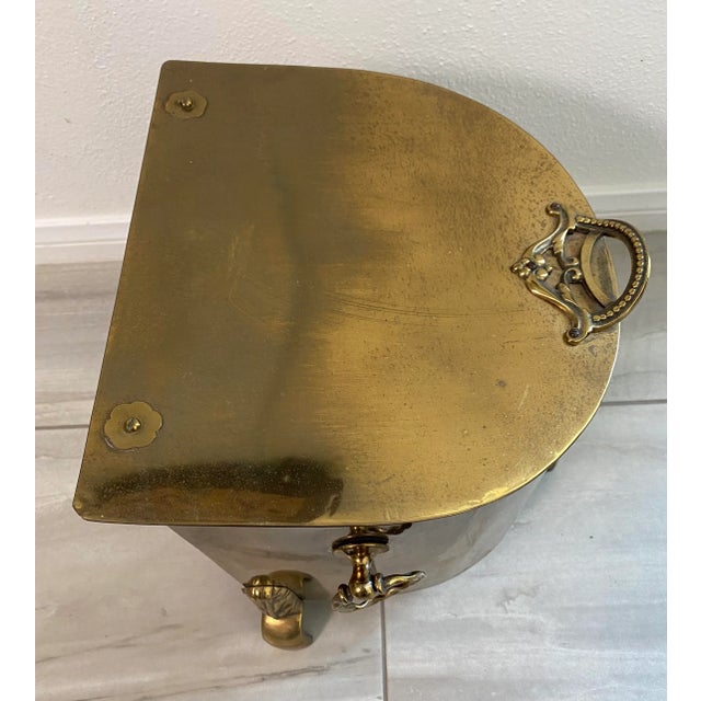 1920s Antique Brass Plated Coal Hod with Insert For Sale - Image 5 of 11