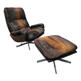 Mid 20th Century De Sede Lounge Chair and Ottoman Newly Reupholstered For Sale
