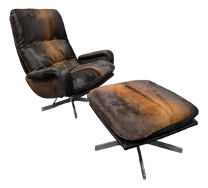 Mid 20th Century De Sede Lounge Chair and Ottoman Newly Reupholstered
