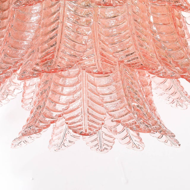 Modernist Hand-Blown Smoked Rose Murano Glass 3-Tier Reeded Feather Chandelier For Sale - Image 4 of 18