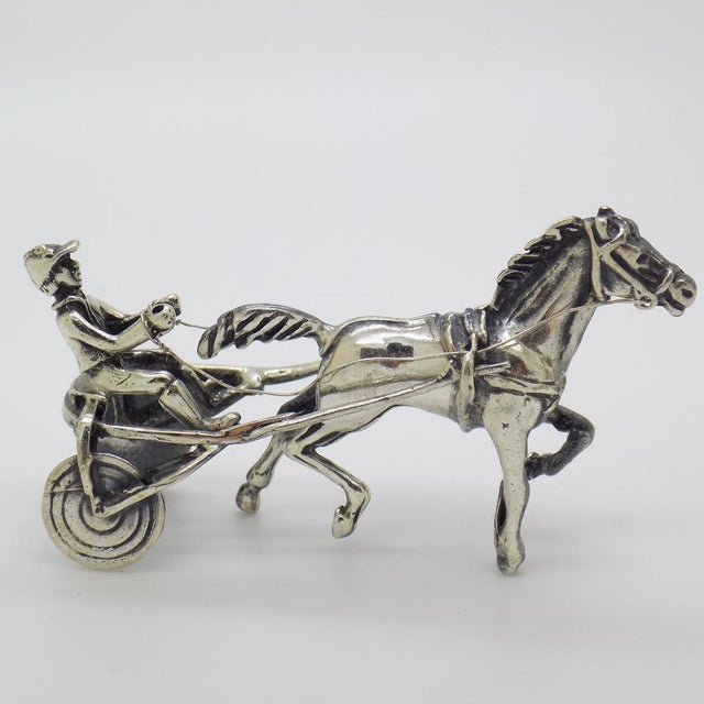 Vintage Italian Handmade Silver Racing Horse with Jockey Figurine, Tuscany, 1980s For Sale - Image 11 of 11
