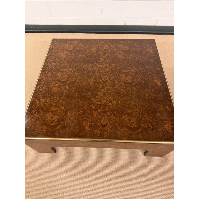 1980s 1980s Lacuqered Faux Swirl Walnut Coffee Table For Sale - Image 5 of 12