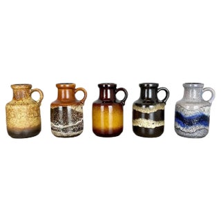 Vintage Pottery Fat Lava Multicolor Vases from Scheurich, Germany, Set of 5 For Sale