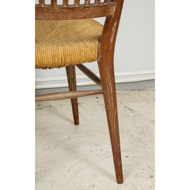 Set of 4 Italian Cerused Oak Chairs With Rushed Seats For Sale - Image 9 of 12