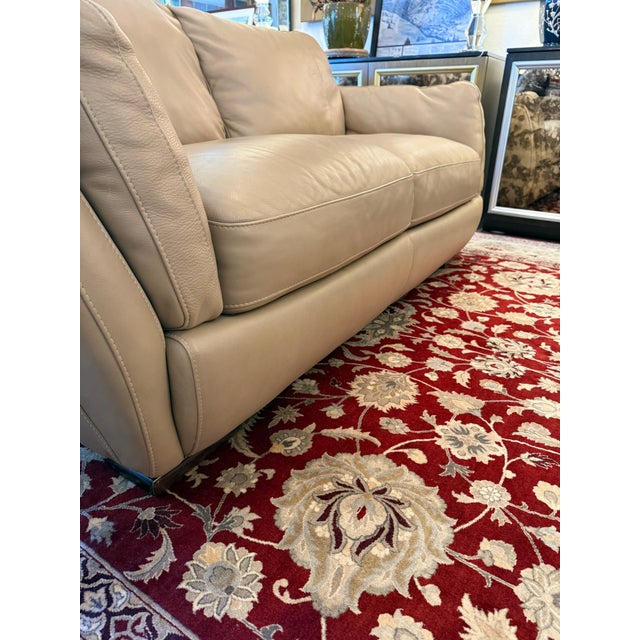Natuzzi Editions Collection Leather Apartment Sofa For Sale - Image 11 of 12