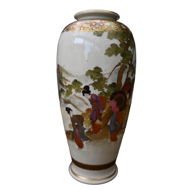 "Pair Of Satsuma Earthenware Vases "zenkozan" Japan, Meiji Period" Pair of Earthenware vases from Satsuma Japan Each side...