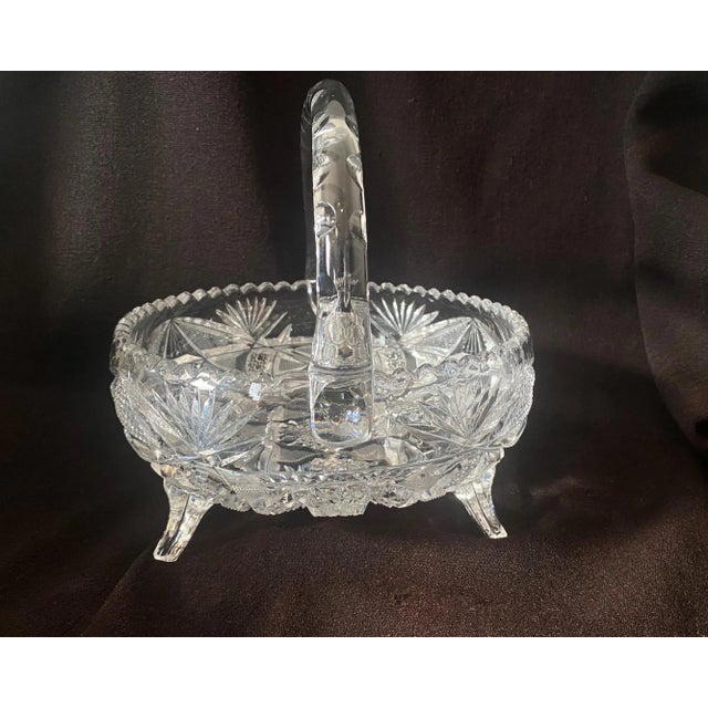 Antique cut glass basket or bowl from the American Brilliant Period (ABP), late nineteenth to early twentieth century....
